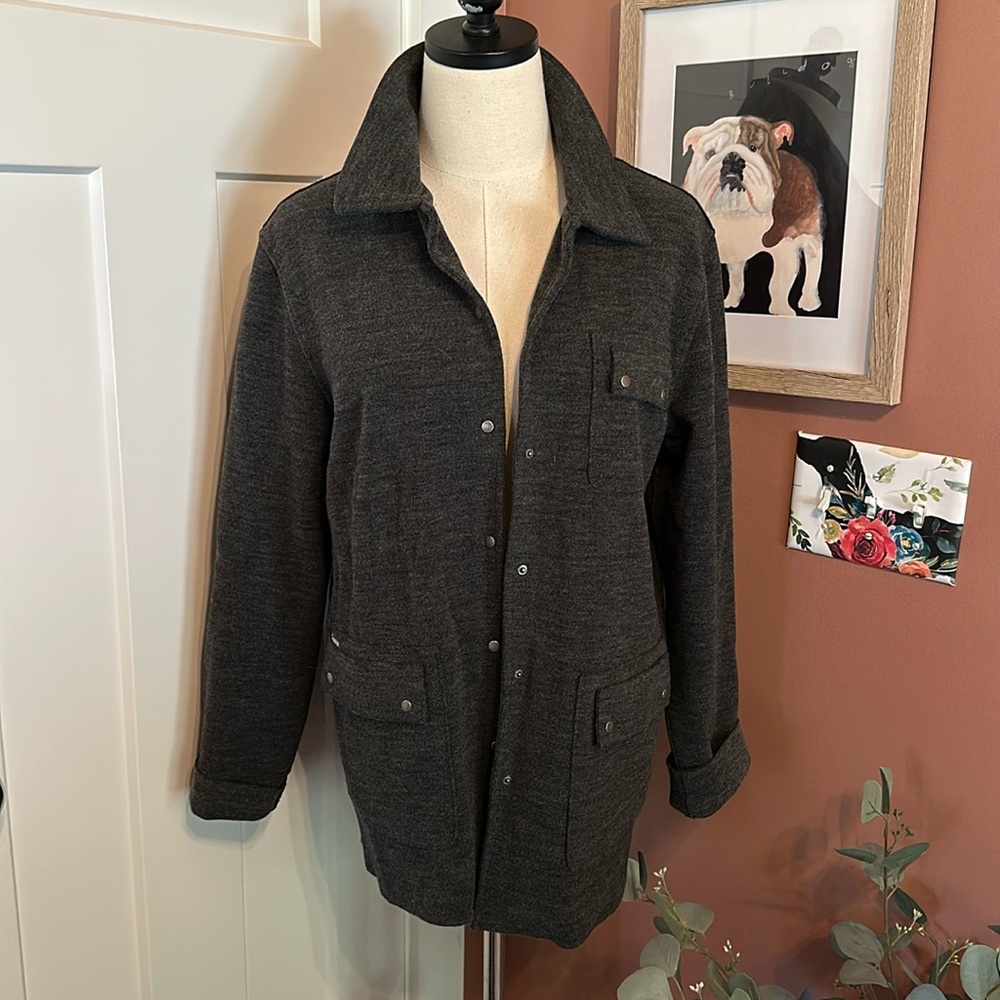 Lauren Ralph Lauren charcoal gray wool blend women’s snap collar S coat